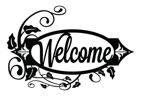 Welcome Metal Sign with Vines Black 19.8x13.15 Metal Wall