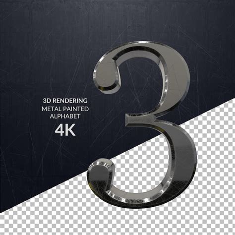 Premium PSD | 3d rendering metal painted alphabet design