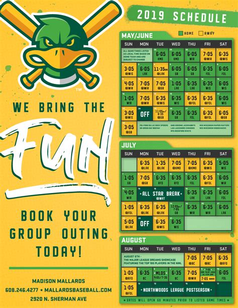 It's HERE! Check out the 2019 Mallards Schedule! - Madison Mallards