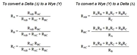 Delta to Wye and Wye to Delta Conversions Formula