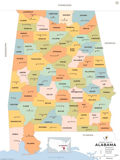 Alabama County Map, Alabama Counties