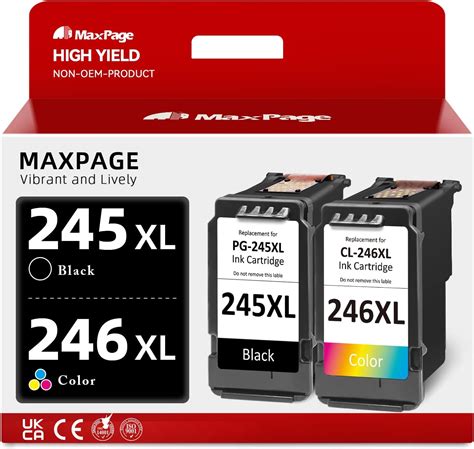 MaxPage 245 246 XL Black Color Ink Cartridge for Canon PG-245 XL CL-246 ...