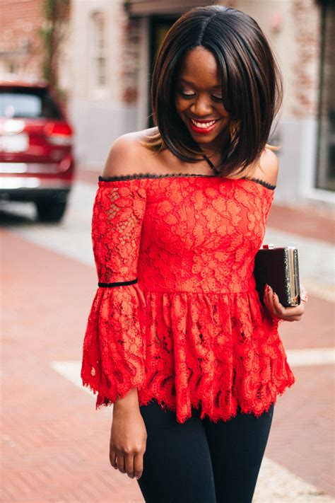 A Stylish Red Lace Top for the Holidays - Alicia Tenise