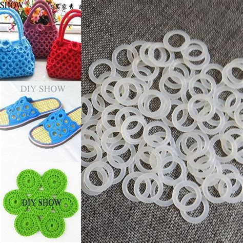 210 Pieces 22.2mm Mini DIY Crochet Ring Plastic ring O plastic ring ...