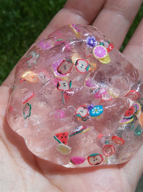 Clear Slime Rainbow Glitter Slime Fruit Slice Flowers Fimo - Etsy