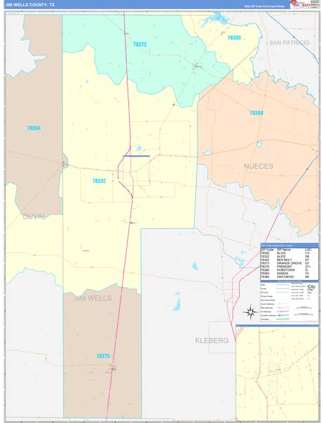 Jim Wells County, TX Wall Map Color Cast Style by MarketMAPS - MapSales