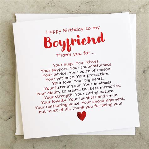 Boyfriend Birthday Card Romantic Birthday Card Birthday - Etsy UK