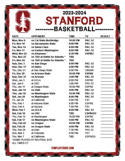 Stanford Basketball Schedule 2024-25 - Lisha Matelda