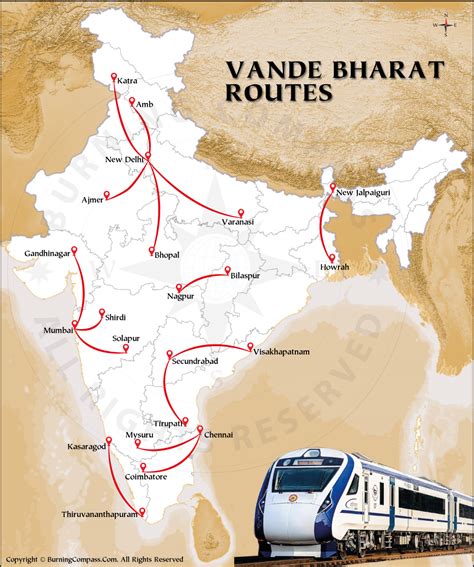 Vande Bharat Express Route Map, Vande Bharat Train Routes, Vande Bharat ...