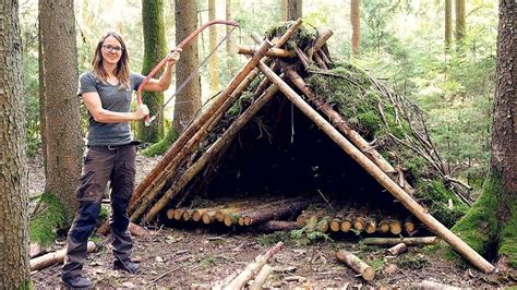 Building a semi-permanent Shelter from natural materials only - YouTube