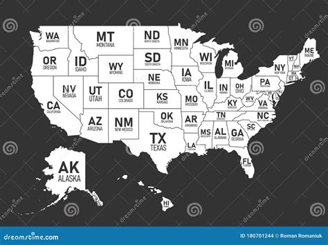 Usa Map With State Names And Abbreviations