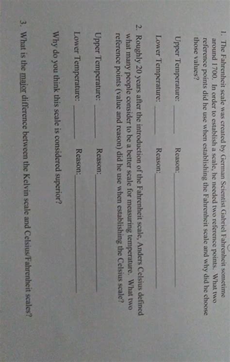 Solved 1. The Fahrenheit scale was created by German | Chegg.com