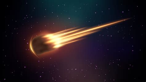 Realistic Asteroid Fall on Fire, Comet in Outer Space Background. Vector Illustration 13964380 ...