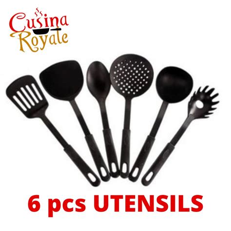 6 pcs Black Utensils Home and Kitchen Tools for Cooking Great Food in Table Family Love Eating ...