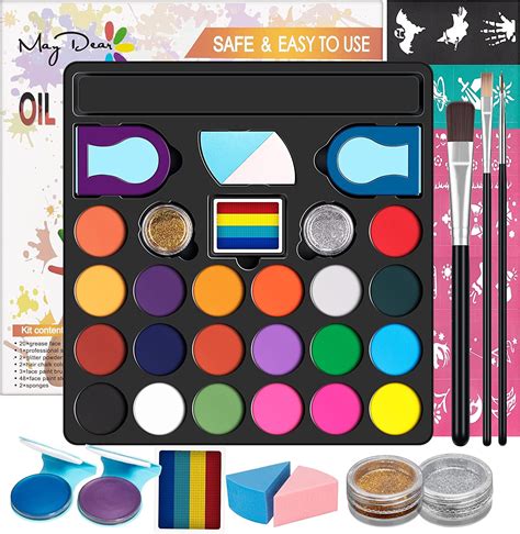 Maydear Oil Based Face Painting Kit, 20 Colors Professional Face Paint ...