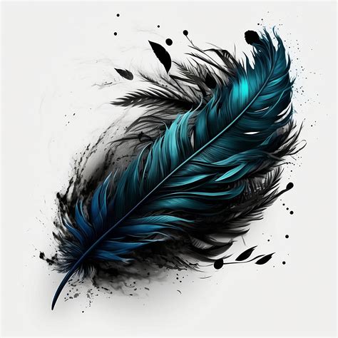 Feather Tattoo Design White Background PNG File Download High ...