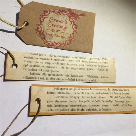 Gift tags made with old book pages and reused price tags. | Collane