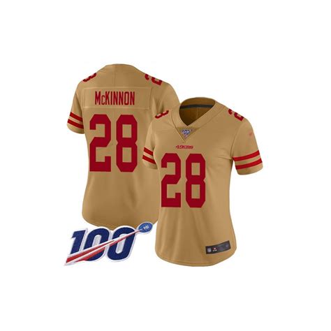 Limited Women's Jerick McKinnon Gold Jersey - #28 Football San Francisco 49ers 100th Season ...