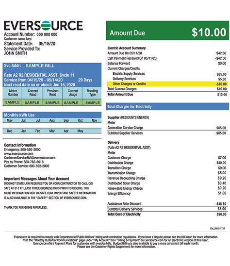 Eversource Bill Example | Citizens Energy