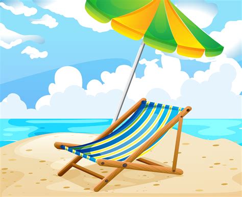 Ocean scene with seat and umbrella on the beach 357332 Vector Art at ...