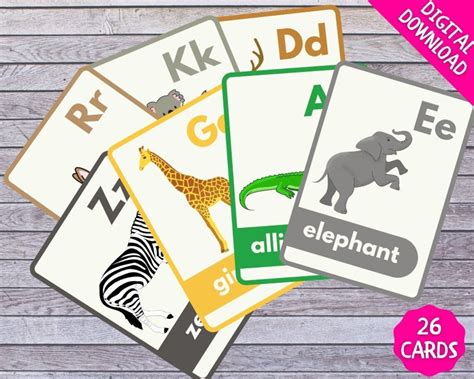 Animal Alphabet Flashcards Alphabet Flashcards - Etsy