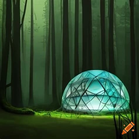 Futuristic dome in the forest