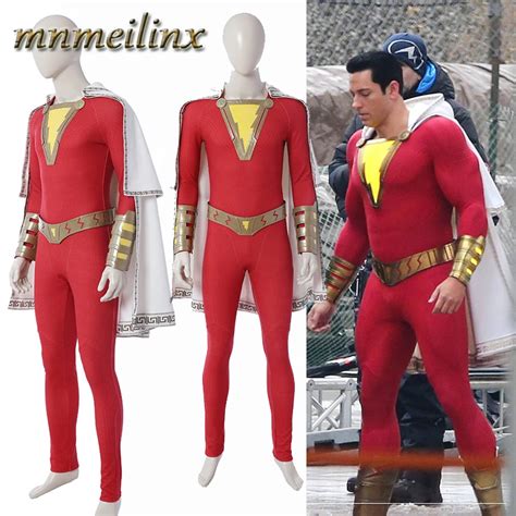 Newest Movie Shazam Cosplay Costume Halloween Captain Marvel Shazam ...