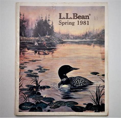 Vintage LL Bean Spring 1981 Catalog Fishing Canoe Loon Cover by Scott Zuckerman | アート