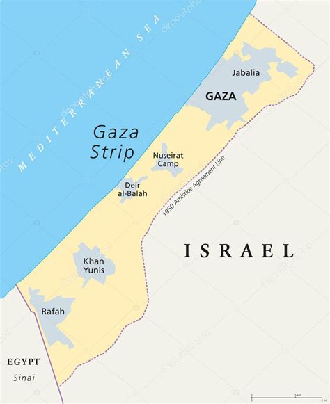 Vector: gaza | Mapa político de la franja de Gaza — Vector de stock © Furian #195195262