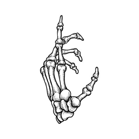 Skeleton Hand Drawing On Hand