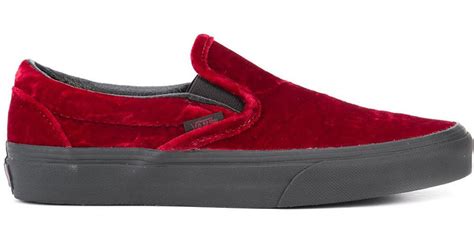 Vans Velvet Slip-on Sneakers in Red for Men | Lyst