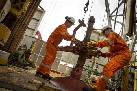 STAVANGER NORWAY OIL RIG WORKERS stock photo