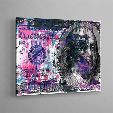 Grunge Ben Franklin $100 Dollar Bill Wall Art | Framed canvas art ...