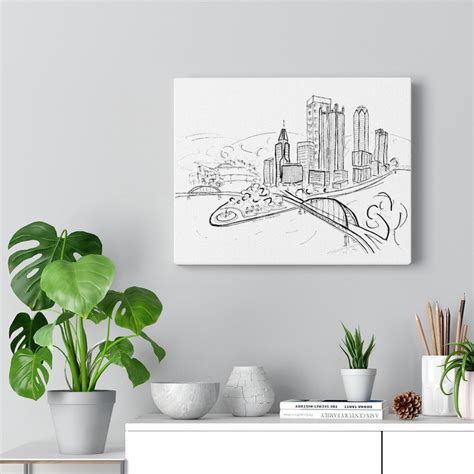 Pittsburgh Skyline Canvas Wall Art Golden Triangle Canvas | Etsy