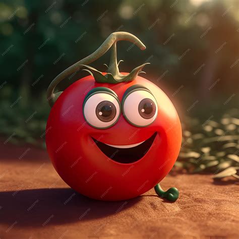 Premium Photo | A tomato with a smiley face is on a dirt surface.