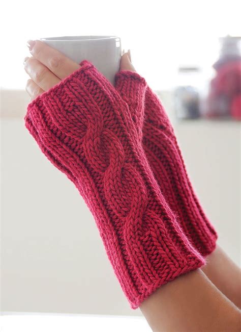 One Cable Mitts - Blue Sky Fibers | Fingerless gloves knitted, Easy knitting, Knit mittens