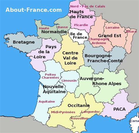 France regions map - About-France.com