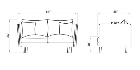 Sofa Drawing With Dimensions | Baci Living Room