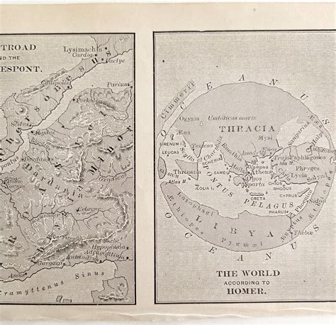 Troad Hellespont Homer's World Map Print 1893 Victorian Mythology Antique DWS5A | Ephemera ...