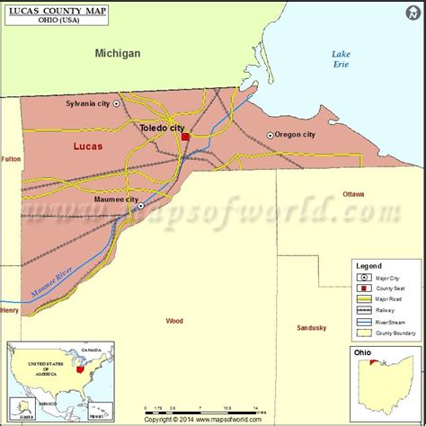 Lucas County Map, Map of Lucas County Ohio