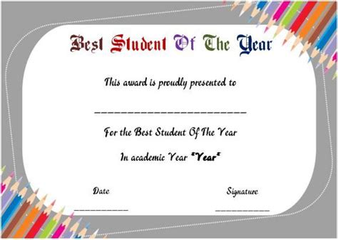 best student of the year award certificate | Student certificates, Awards certificates template ...