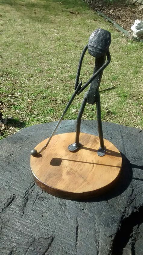 Railroad Spike Art Golfer | Welding art, Metal tree, Metal tree wall art