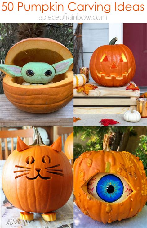 50 Best Easy Pumpkin Carving Ideas & Designs - A Piece Of Rainbow