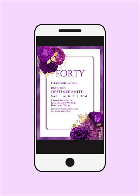 Editable Purple and Gold Floral Invitation Purple and Gold - Etsy