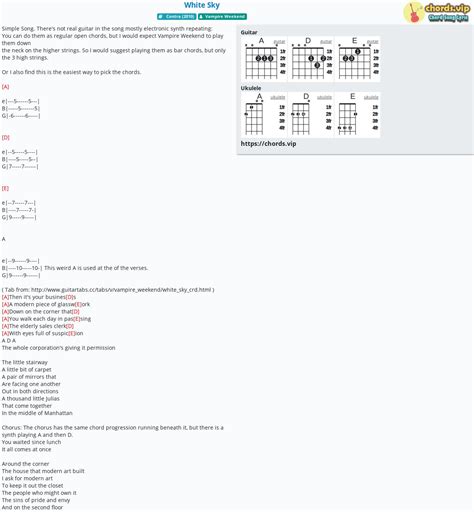 Chord: White Sky - Vampire Weekend - tab, song lyric, sheet, guitar ...