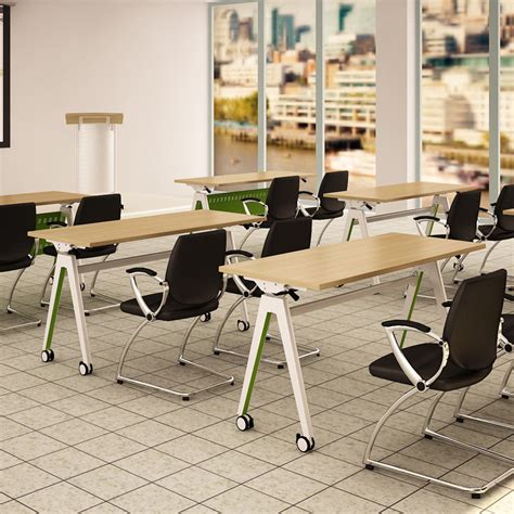 Adjustable Metal Movable Conference Desk Office Folding Table with wheels