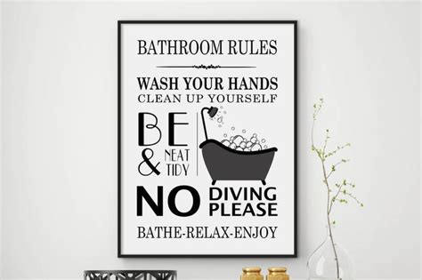 Bathroom Rules Wall Art Home Decor Print Graphic by StoreArtPrints ...