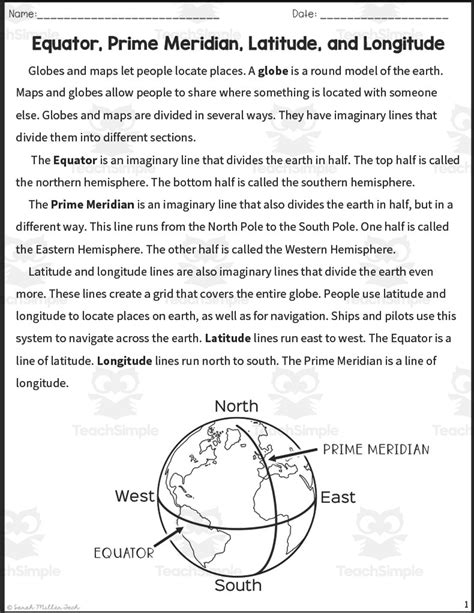 Equator and Prime Meridian Reading Packet by Teach Simple