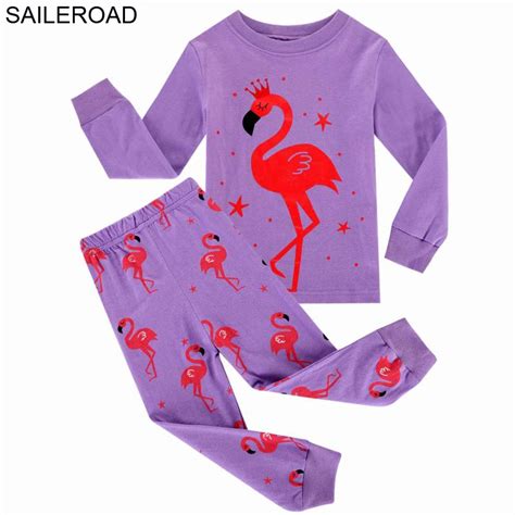 SAILEROAD Children's pajamas for Girls Clothes Suits Flamingo Pattern ...