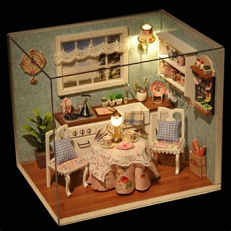 Doll House DIY Kitchen With Furniture 1:24 scale | Dollhouse miniatures diy, Wooden dollhouse ...